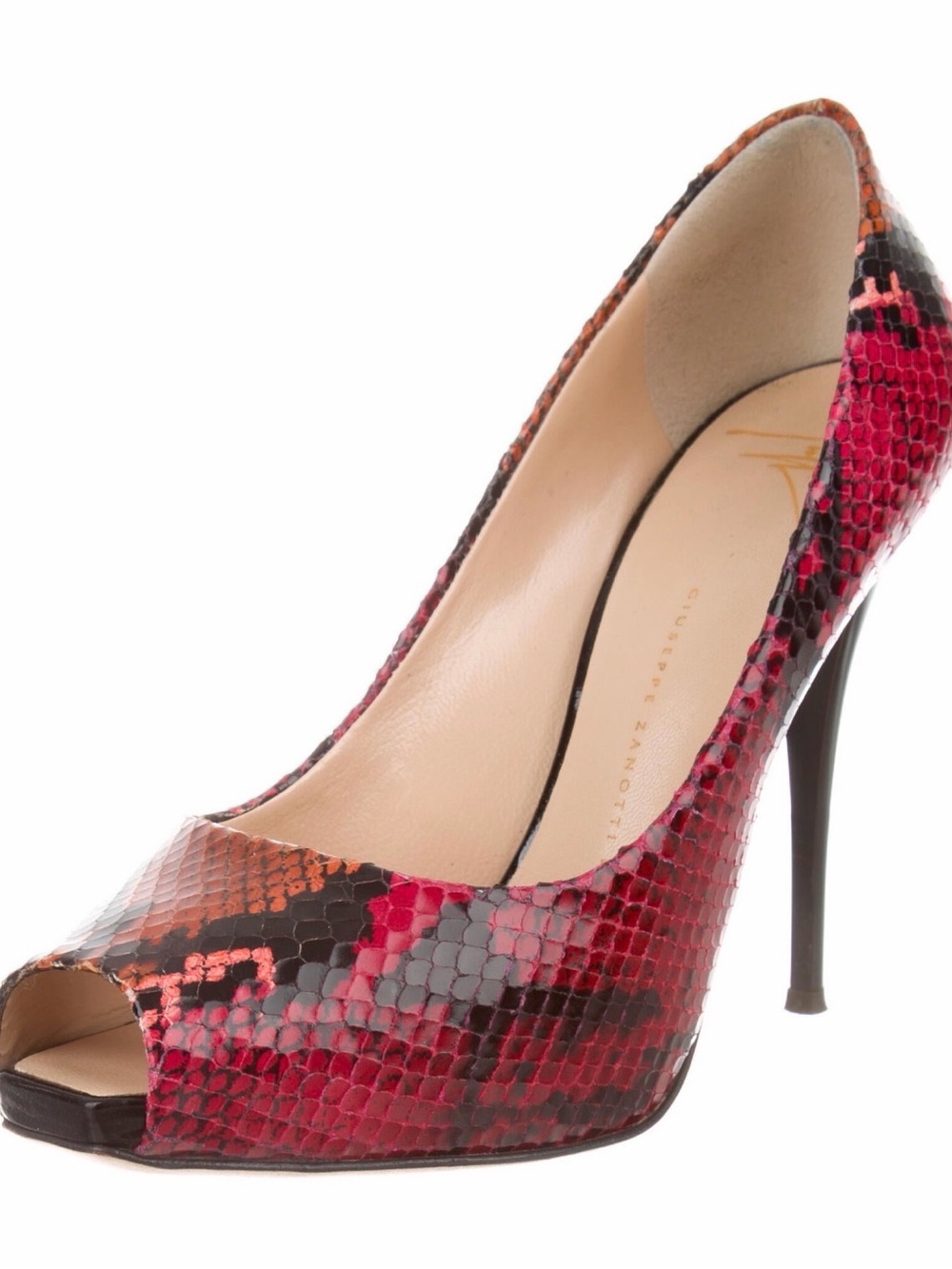 Giuseppe Zanotti Snakeskin Peep-Toe Pumps